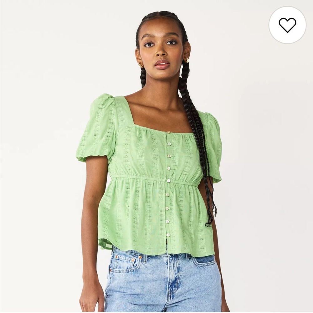 Draper James Light Green Eyelet Blouse size Medium